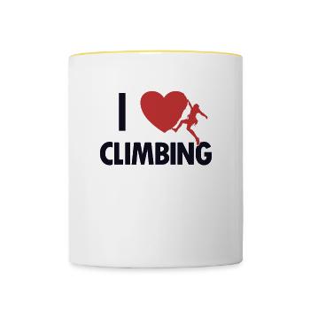 I love Climbing Speedklettern Alpinklettern - Tasse zweifarbig - Weiß/Gelb - Vorne