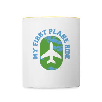 My First Airplane Ride Vacation Trip Solo - Contrasting Mug - white/yellow - Front
