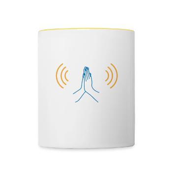 Connectez-vous à Dieu J'aime Jésus Culte des croyants - Mug contrasté - blanc/jaune - Devant