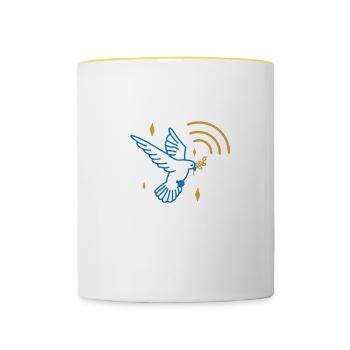 Connectez-vous à l'équipe de Dieu Jésus Croyant Écriture - Mug contrasté - blanc/jaune - Devant