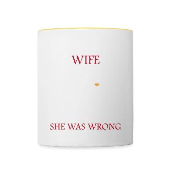 Waiting For Wife To Admit She Was Wrong Funny - Contrasting Mug - white/yellow - Front
