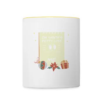 Christmas Costume Pajama Party On Santa's Claus - Contrasting Mug - white/yellow - Front