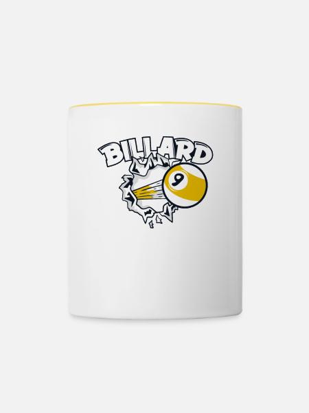 Billiards Snooker Billardtisch Billardspieler - Tasse zweifarbig - Weiß/Gelb