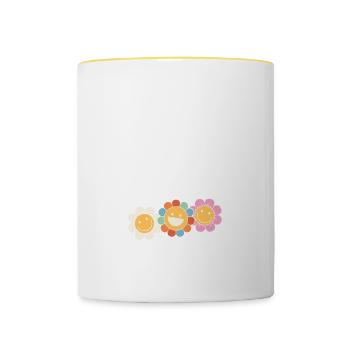 Des enseignants bizarres construisent un personnage à l’école groovy - Mug contrasté - blanc/jaune - Devant