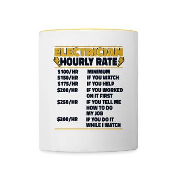 Électricien Tarif horaire Électronicien Électricien - Mug contrasté - blanc/jaune - Devant