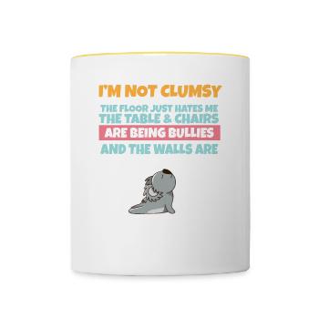 I'm Not Clumsy The Floor Hates Me Foolish Koala - Contrasting Mug - white/yellow - Front