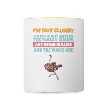 I'm Not Clumsy The Floor Hates Me Foolish Ostrich - Contrasting Mug - white/yellow - Front