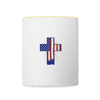 American Citizen Est 2024 US Flag Naturalized - Contrasting Mug - white/yellow - Front