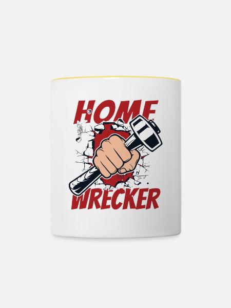 Hauszerstörer Heimwerkerhaus Abrisshaus - Tasse zweifarbig - Weiß/Gelb