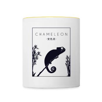 Chamäleon Chinesischer Hanzi Verschleierter Panther Liebhaber - Tasse zweifarbig - Weiß/Gelb - Vorne