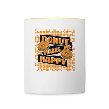 Donut Makes Me Happy Doughnut Maker Glazed Lover - Mug contrasté - blanc/jaune - Devant