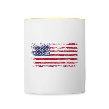 Drapeau des États-Unis d’Amérique États-Unis - Mug contrasté - blanc/jaune - Devant