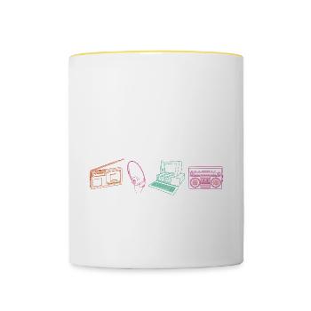 Funny 70s 80s I Have No Idea What This Is Retro - Contrasting Mug - white/yellow - Front