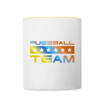 Fussball Crew Bunt - Tasse zweifarbig - Weiß/Gelb - Vorne