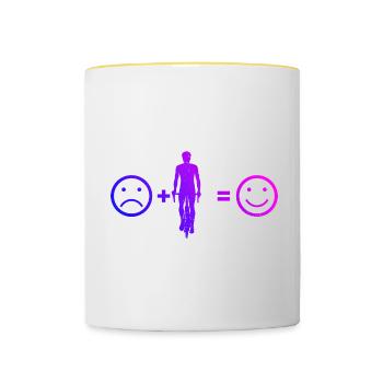 Fahrrad Radfahren Fahrradfahren Mtb Radfahrer - Tasse zweifarbig - Weiß/Gelb - Vorne