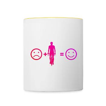 Mtb Herren Mountainbike Damen Bike Velo - Tasse zweifarbig - Weiß/Gelb - Vorne