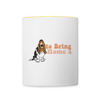 Chien maman papa le plus susceptible de ramener à la maison un I Love - Mug contrasté - blanc/jaune - Devant