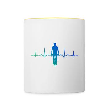Cyclisme Cyclisme VTT Cyclistes Vélo - Mug contrasté - blanc/jaune - Devant