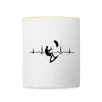 Kitesurf Hommes Kitesurfer Kiten Kitesurf - Mug contrasté - blanc/jaune - Devant