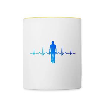 Mountainbike Radfahren Damen Velo Herren - Tasse zweifarbig - Weiß/Gelb - Vorne