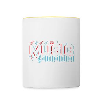 Geschenkidee - Musik Musiker Musikinstrument note - Tasse zweifarbig - Weiß/Gelb - Vorne