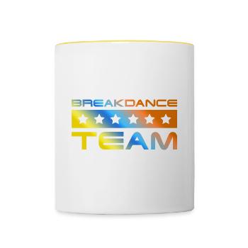 Breakdance Crew Bunt - Tasse zweifarbig - Weiß/Gelb - Vorne