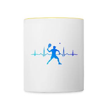 Racquetball jouant au pickleball Pickleball masculin - Mug contrasté - blanc/jaune - Devant