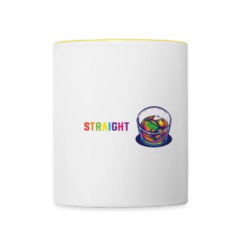 LGBT Proud Ally I Like My Bourbon Straight LGBTQ - Contrasting Mug - white/yellow - Front