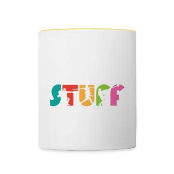 I Throw Stuff Discus Thrower Shot Put Track & - Contrasting Mug - white/yellow - Front