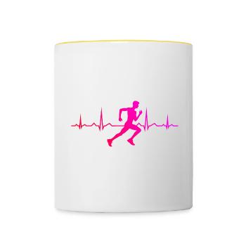 Course à pied Fitness Course à pied Hommes Jogging Cross Country - Mug contrasté - blanc/jaune - Devant