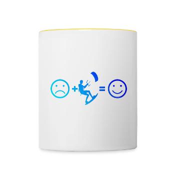 Kitesurfing Women Men Kiting Kitesurfers - Contrasting Mug - white/yellow - Front