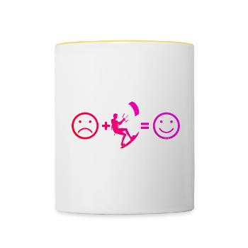 Kiten Kite Kitesurfing Kitesurfer Men - Contrasting Mug - white/yellow - Front