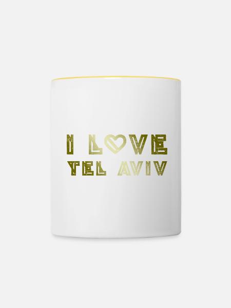 I Love Tel Aviv - Tasse zweifarbig - Weiß/Gelb