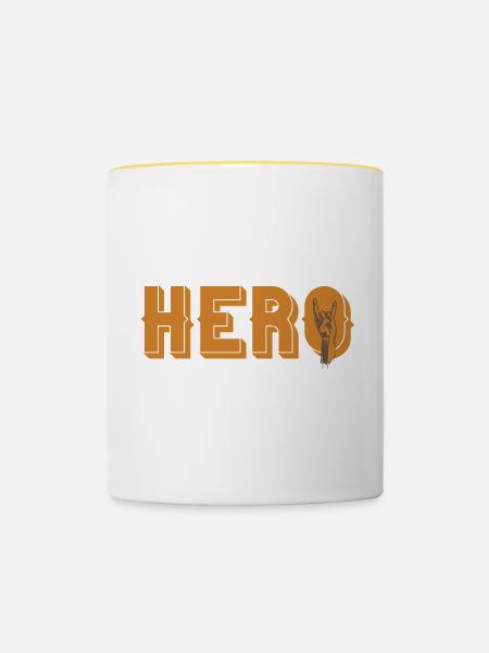 Hero Rock Hand - Tasse zweifarbig - Weiß/Gelb