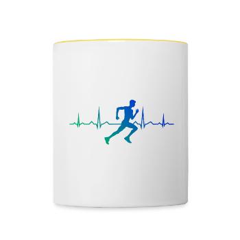 Jogging de course pour hommes Jogging de fitness pour femmes - Mug contrasté - blanc/jaune - Devant