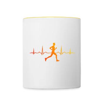 Fitness Femmes Course à pied Jogging Jogging Hommes - Mug contrasté - blanc/jaune - Devant
