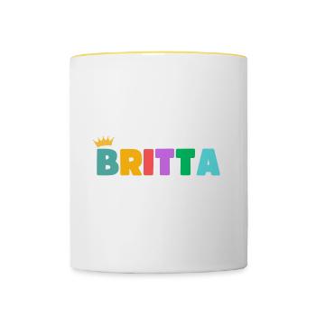 Britta! Personnalisable - Mug contrasté - blanc/jaune - Devant