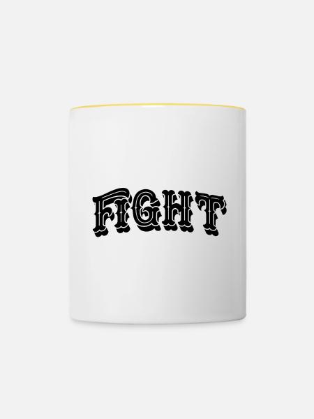 Fight - Tasse zweifarbig - Weiß/Gelb