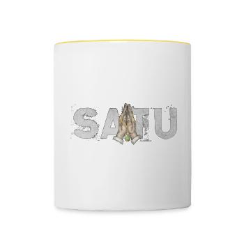Laos Laote Laotians Pray Prayers Hands I Gift - Contrasting Mug - white/yellow - Front