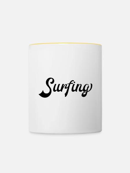 Surfing - Tasse zweifarbig - Weiß/Gelb