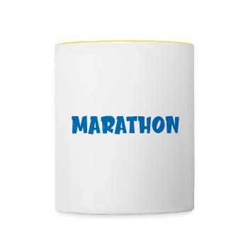 I ran my first marathon and I didn't die 4 - Contrasting Mug - white/yellow - Front