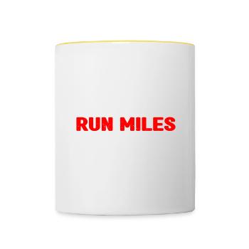 Real Athletes Run Miles Not Yards 4 - Contrasting Mug - white/yellow - Front