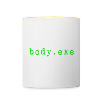 Coffee Added Body.exe Can Be Started 2 - Tasse zweifarbig - Weiß/Gelb - Vorne