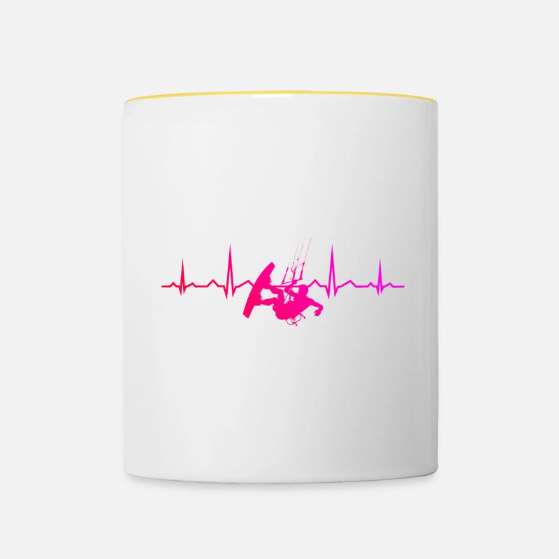 Kitesurf Kitesurf Kitesurf Hommes - Mug contrasté - blanc/jaune