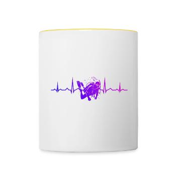 Plongée sous-marine Taucher Plongée sous-marine Taucher - Mug contrasté - blanc/jaune - Devant