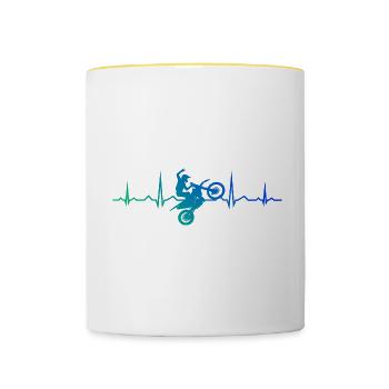 Motocross Freestyle Motocross Supermoto Femmes - Mug contrasté - blanc/jaune - Devant
