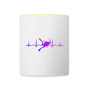 Plongée Libre Plongée Plongeur Plongée Plongeuse - Mug contrasté - blanc/jaune - Devant