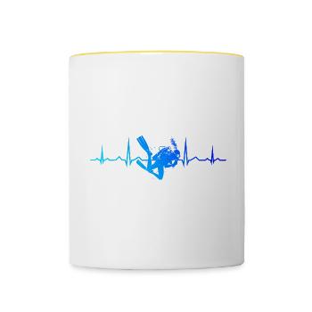 Plongée Homme Scuba Diver Plongeur Plongeur - Mug contrasté - blanc/jaune - Devant