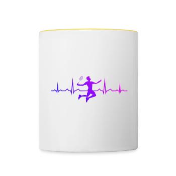 Badminton players Badminton women Badminton - Contrasting Mug - white/yellow - Front