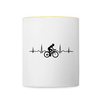 Cyclisme VTT Vélo VTT Vélo Vélo - Mug contrasté - blanc/jaune - Devant